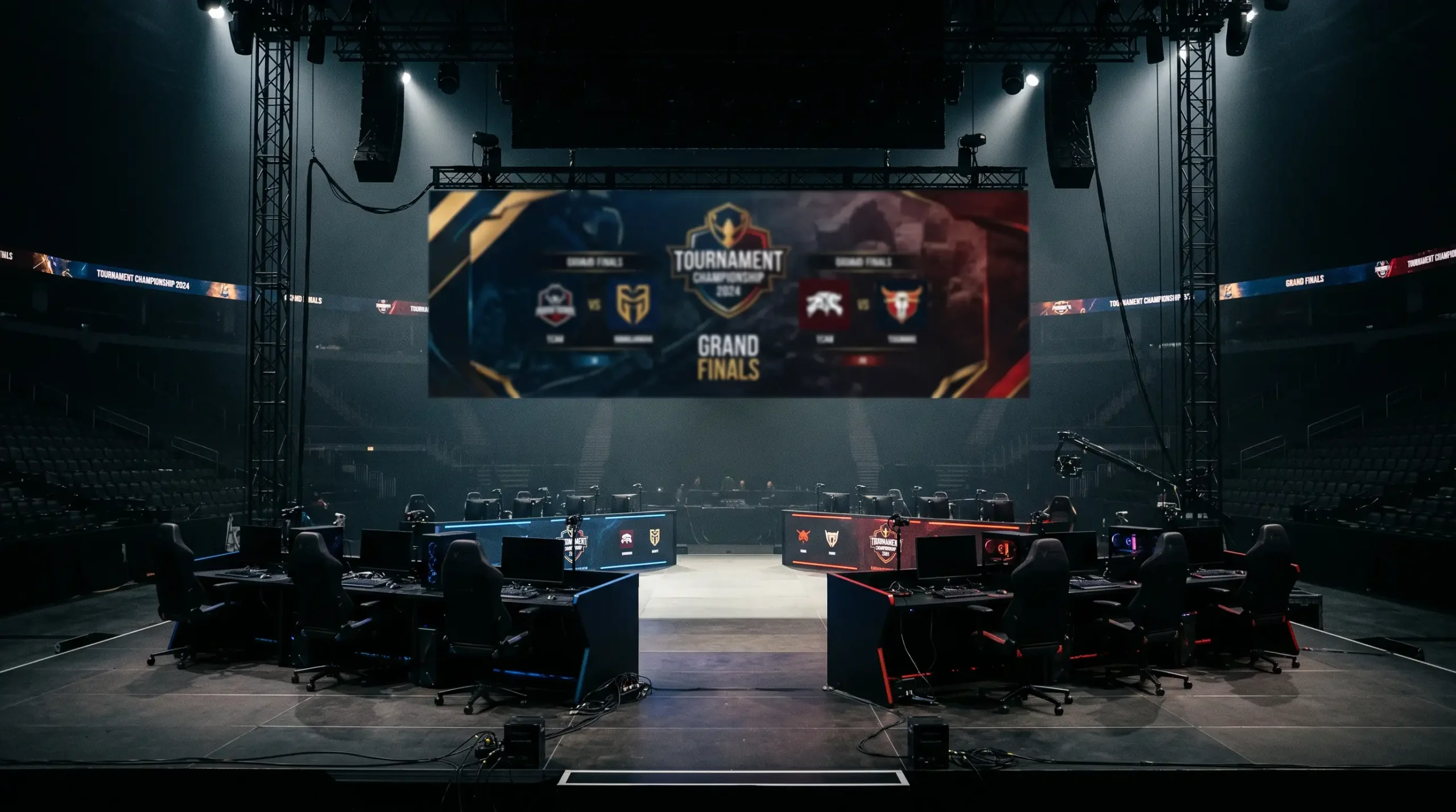 Logo de la Esports Integrity Commission sobre un escenario de torneo profesional
