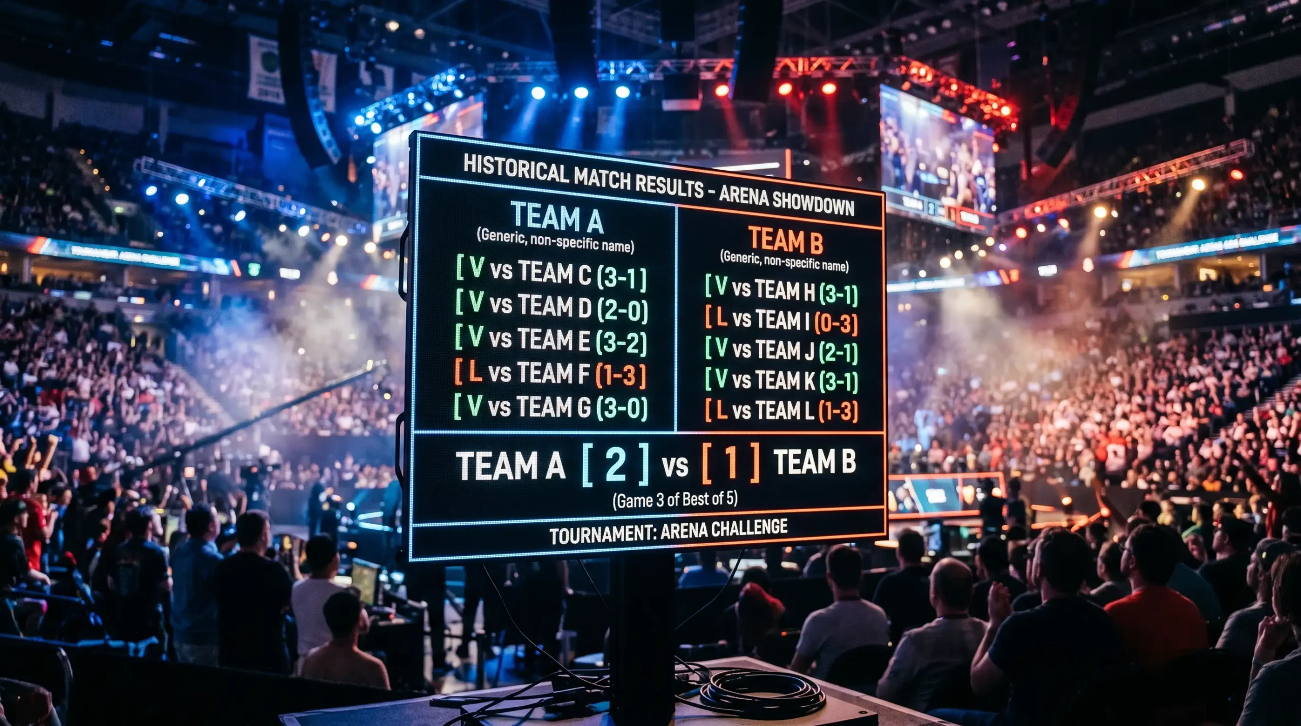 Tabla comparativa de enfrentamientos históricos entre dos equipos de League of Legends