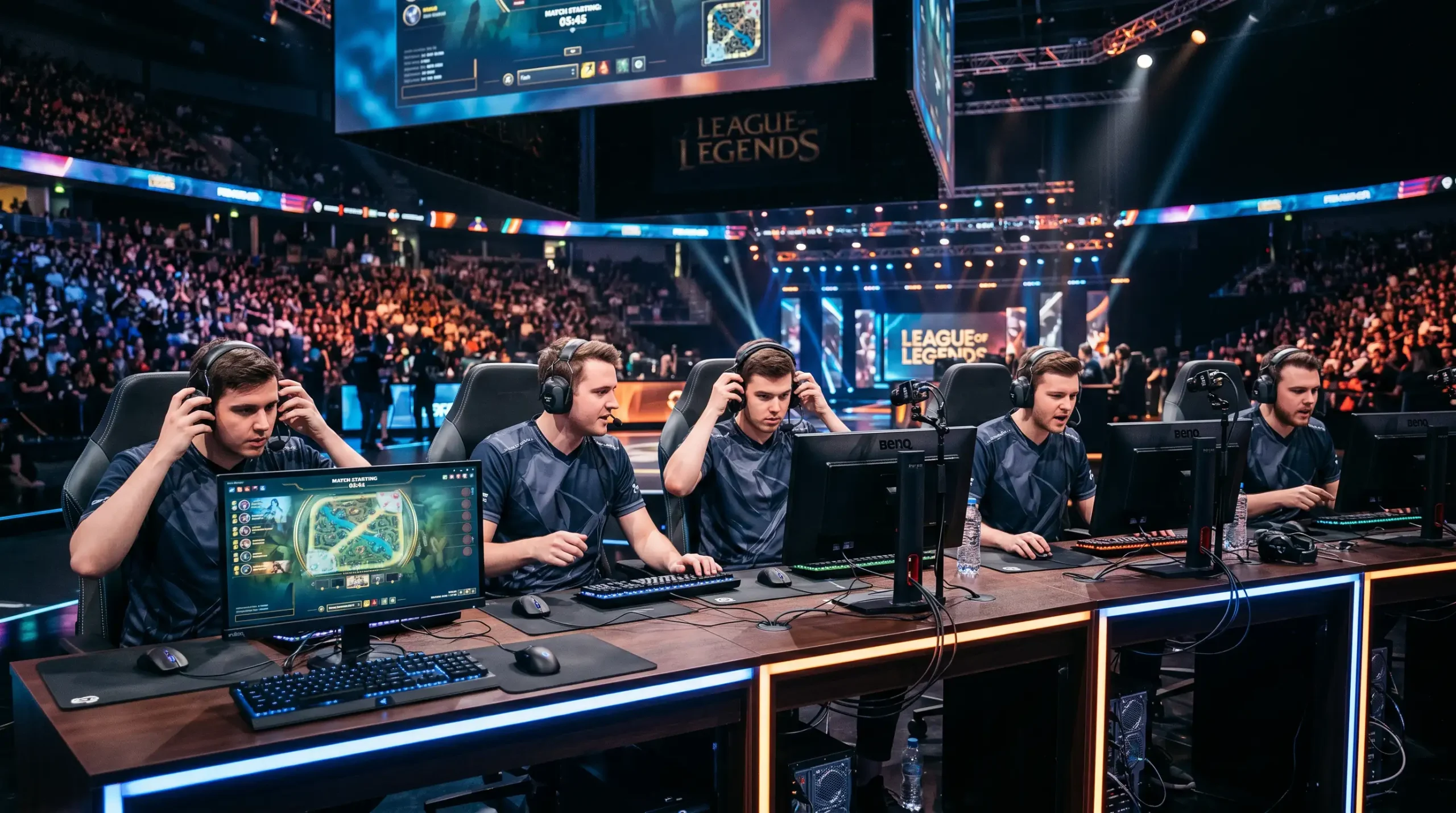 Equipo Movistar KOI preparándose para una partida de League of Legends